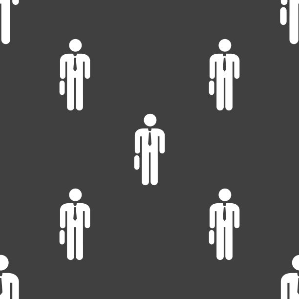 商人图标标志。灰色背景上的无缝图案。矢量图片下载