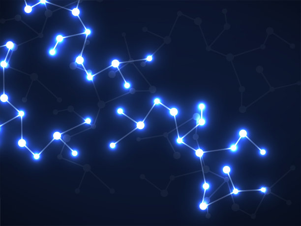 摘要氖分子结构，发光的科学背景。技术沟通结构素材图片