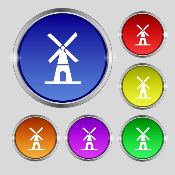 机图标符号。圆形符号上鲜艳的色彩按钮。向量图片下载