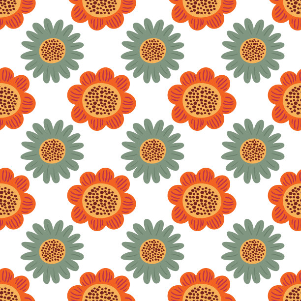 可爱的花无缝图案。矢量背景与花和叶。图片下载