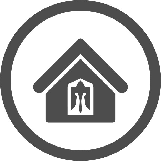 扁平灰色圆形房屋矢量图标图片下载