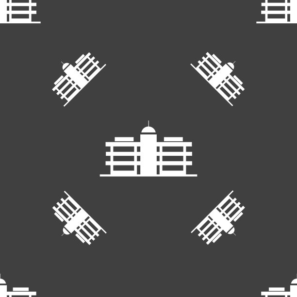 商务中心图标标志。灰色背景上的无缝模式。向量图片下载