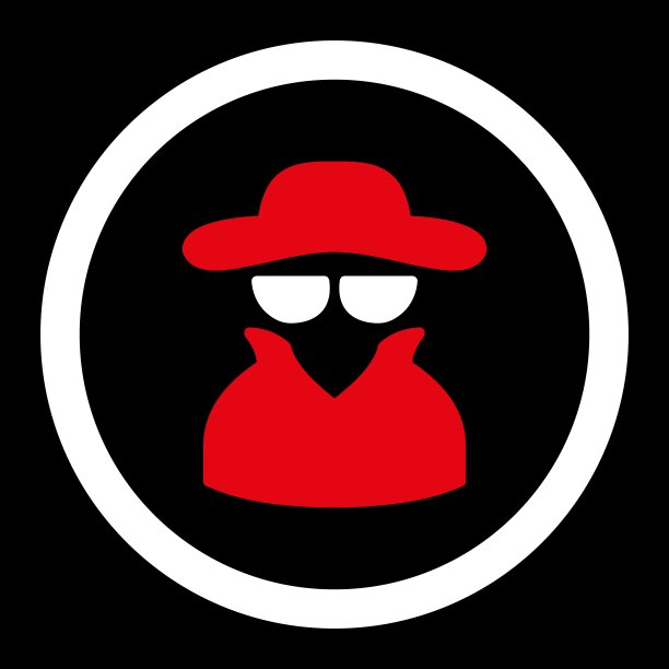 间谍平红白相间的圆形矢量图标图片下载