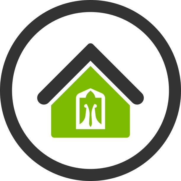 生态绿灰色圆形房屋矢量图标图片下载
