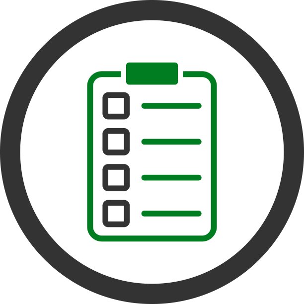 检查扁平风格绿灰色圆形矢量图标图片下载