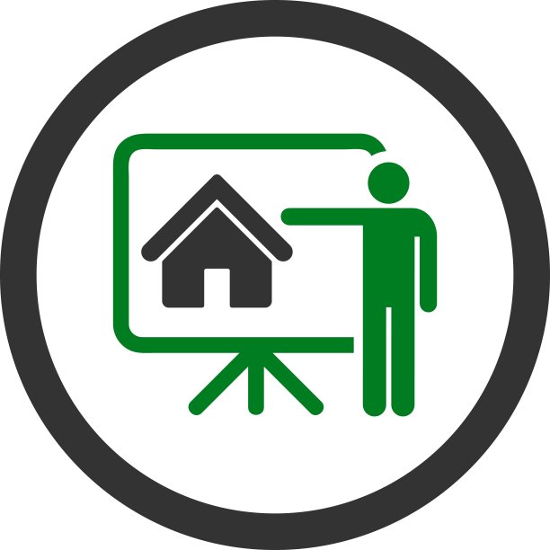 房地产经纪人扁平绿灰色圆形矢量图标图片下载