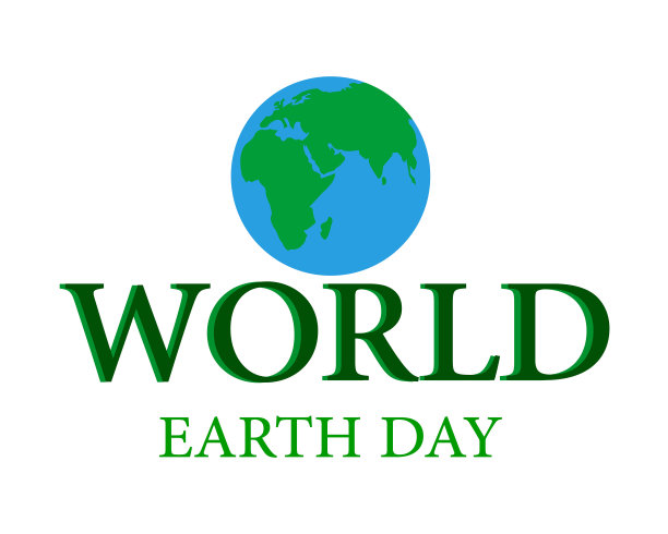 2020年4月的世界地球日，标志、图标艺术品插图矢量设计环境全球绿白色背景图片下载