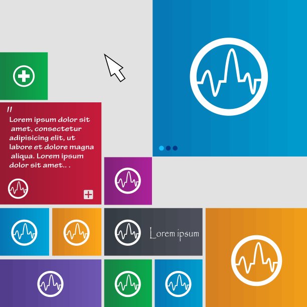 脉冲图标符号。按钮。现代界面网站按钮与光标指针。向量图片下载