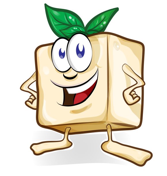 豆腐卡通与罗勒隔离图片下载