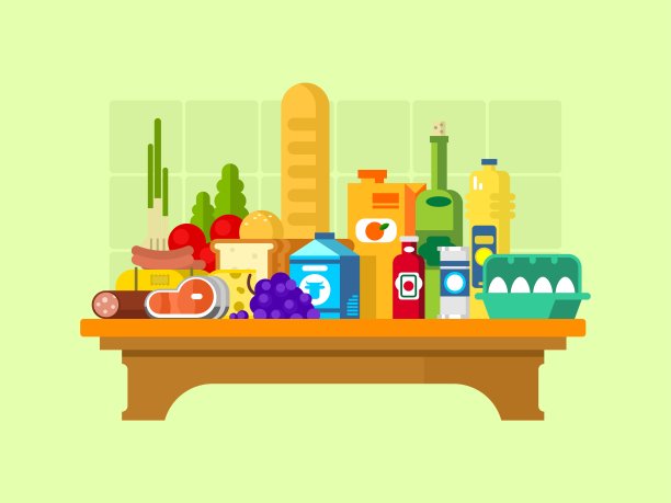 食物摆在桌上图片下载