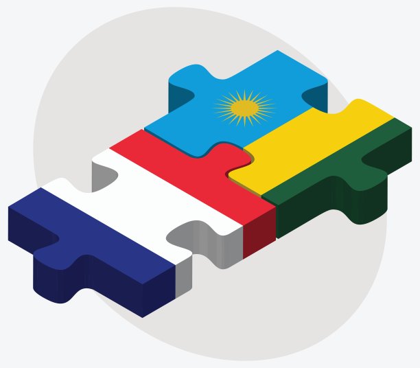 法国和卢旺达国旗图片下载