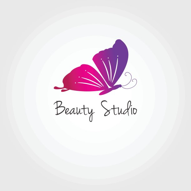 蝴蝶。矢量设计概念为美容院或工作室。矢量标志模板图片下载