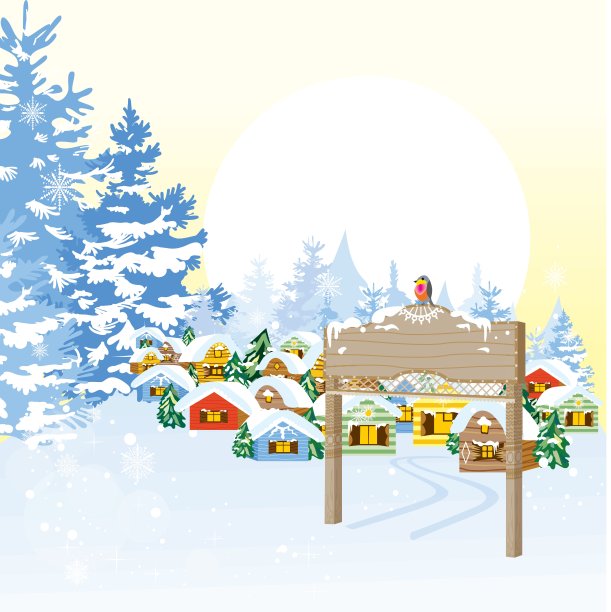 带村庄的圣诞卡图片下载