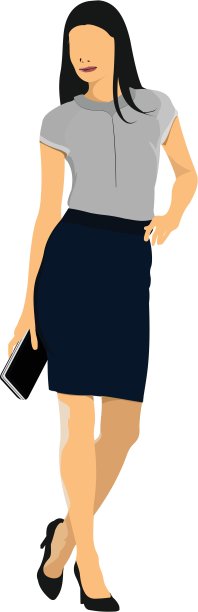 穿浅蓝色衣服的可爱女士。矢量图图片下载