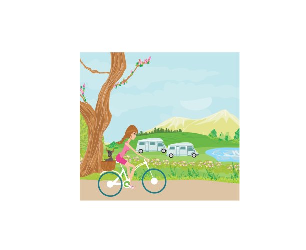 和可爱的女孩一起快乐地驾驶自行车图片下载