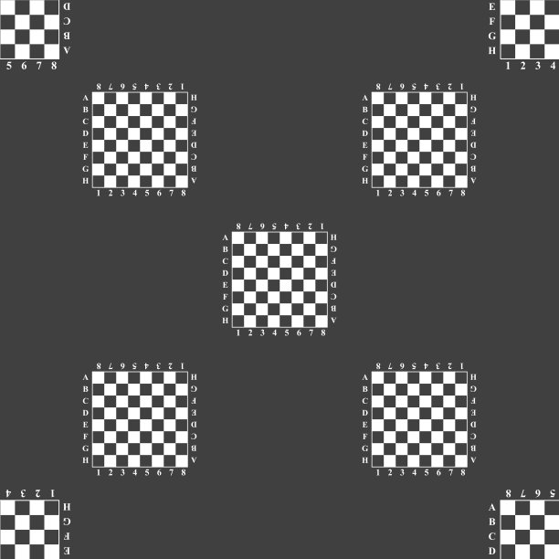 现代国际象棋棋盘标志。灰色背景上的无缝模式。向量图片下载