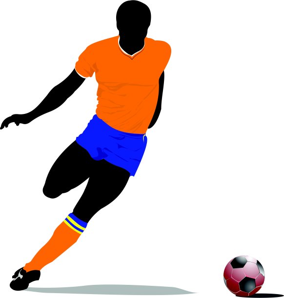 足球运动员。彩色矢量插图设计师图片下载