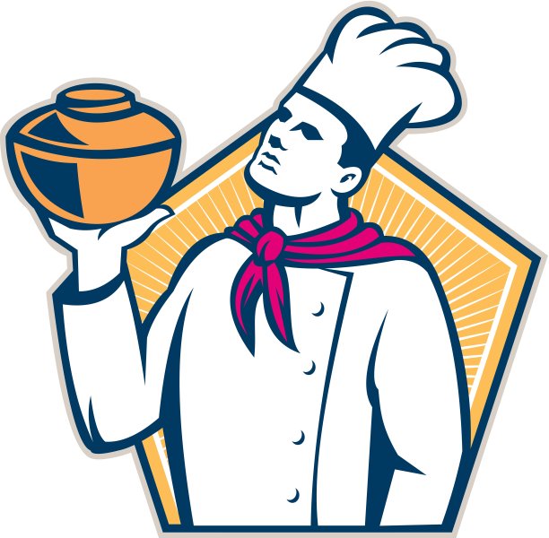 厨师厨师拿锅复古图片下载