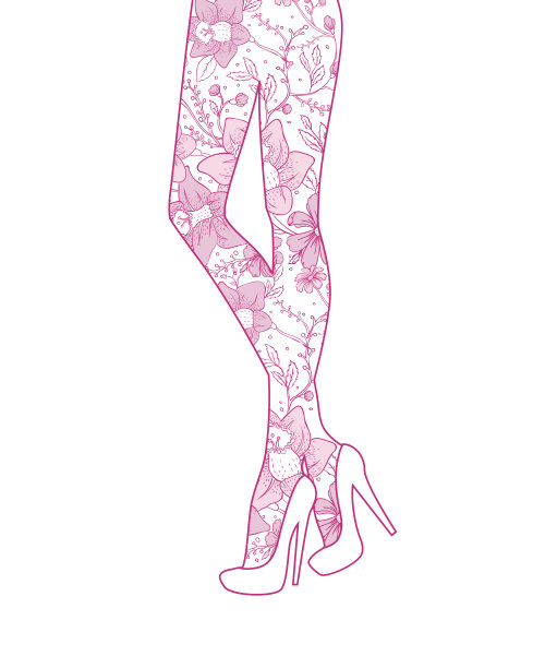 时尚腿与花装饰图片下载
