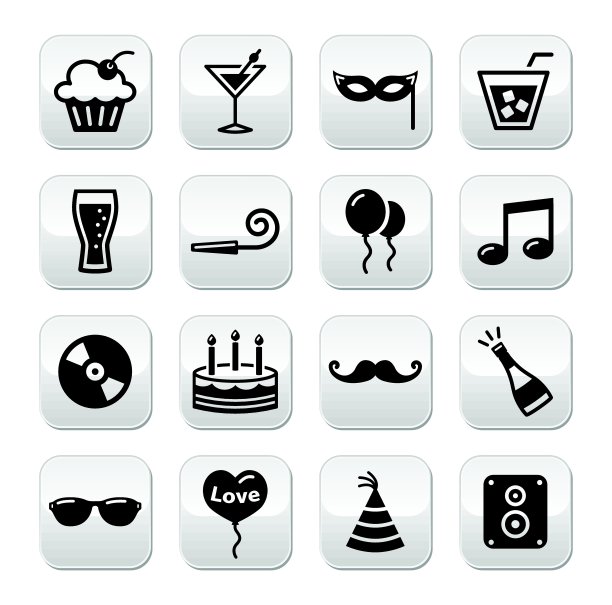 晚会、生日、新年、圣诞纽扣套图片下载