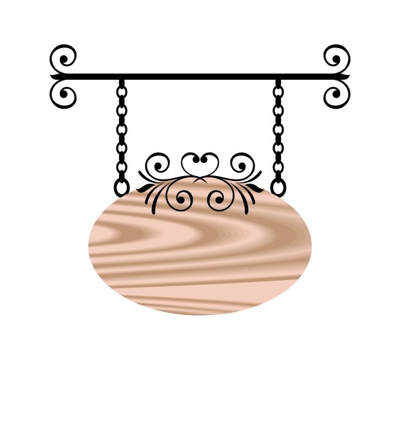 木质标识与地方文字，花卉锻造元素图片下载