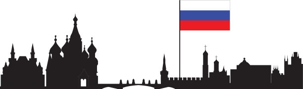 莫斯科的天际线上挂着俄罗斯国旗图片下载