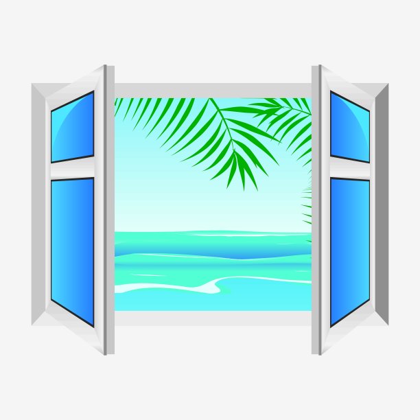矢量窗，一览大海图片下载