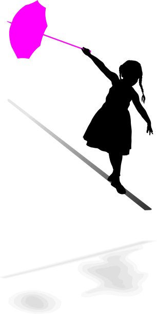 女孩用伞在绳子上保持平衡图片下载
