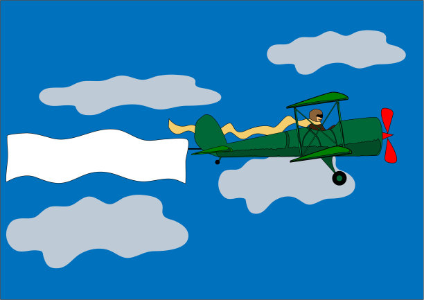 飞机，横幅，双翼飞机，矢量插图图片下载