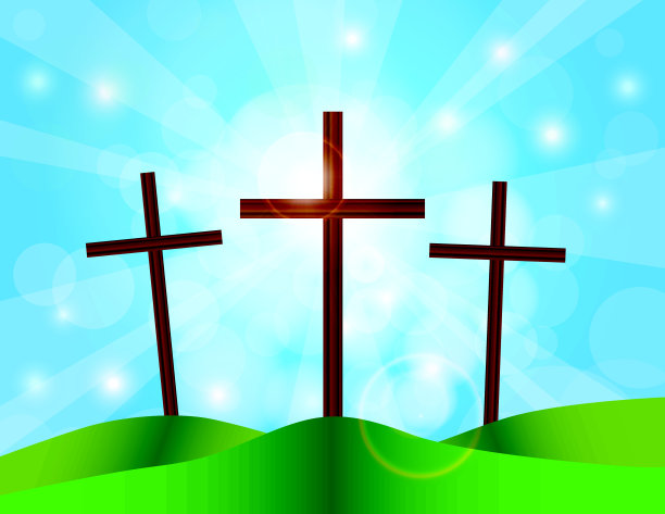 复活节受难日十字架在蓝天背景图片下载