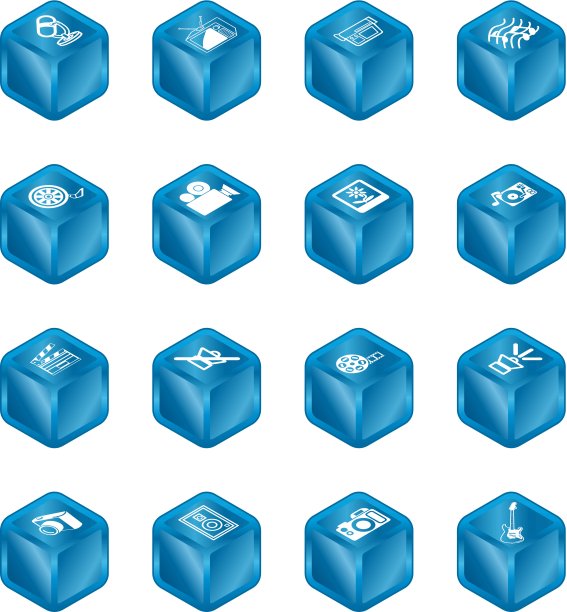 立方体媒体图标系列设置图片下载