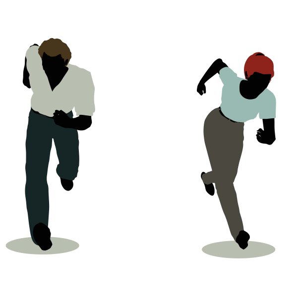 男人和女人的剪影在站立跑步图片下载