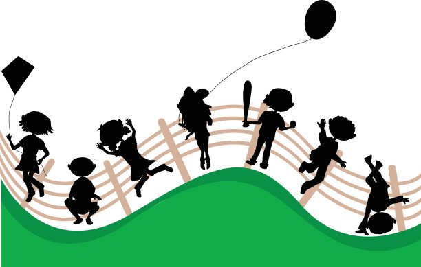 剪影卡通儿童派对图片下载