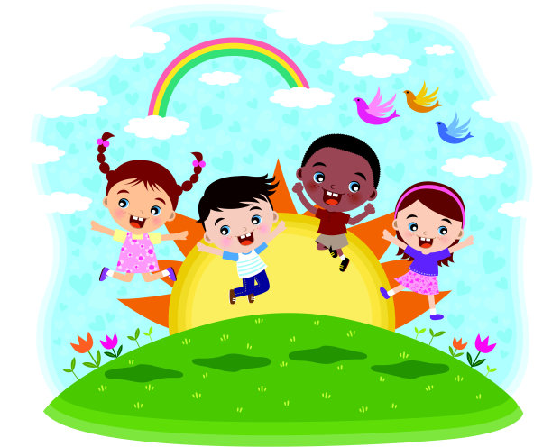 多元文化的孩子跳图片下载