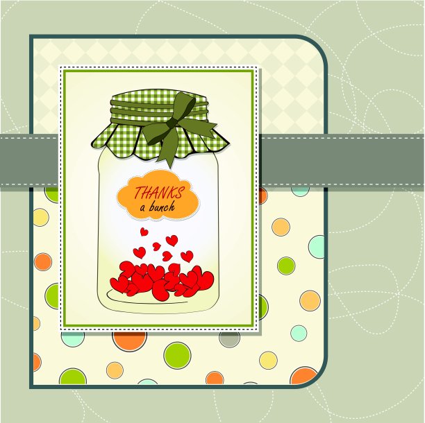 谢谢你的贺卡，罐子里插着一颗心图片下载