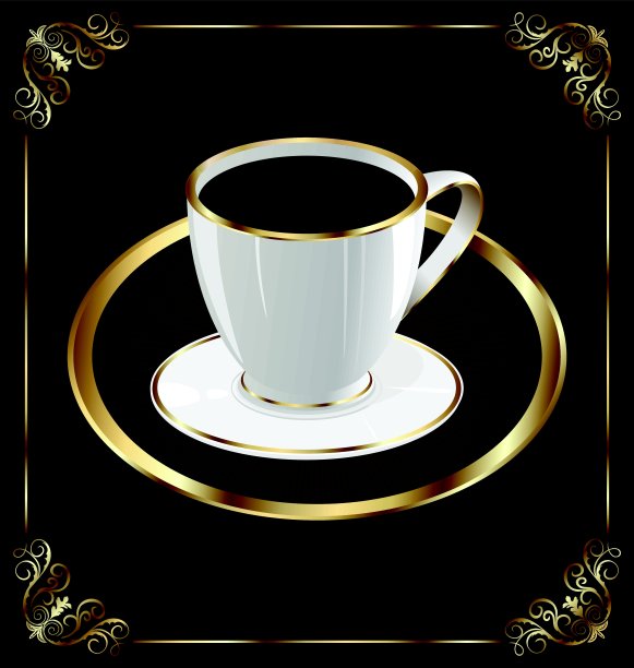 可爱的华丽复古包装的咖啡，咖啡杯图片下载