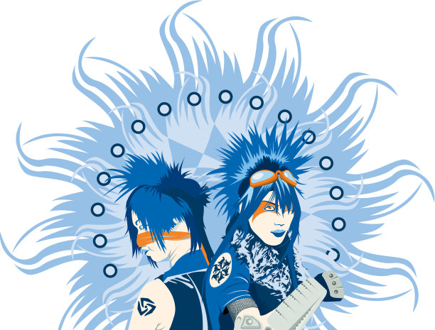 两脸人蓝色孤立图片下载