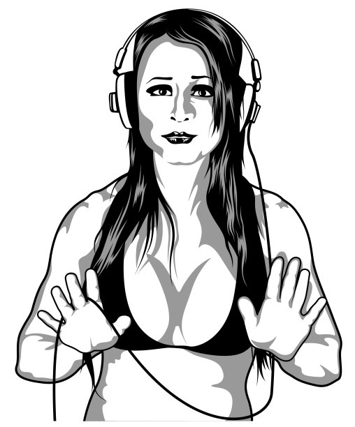 女孩戴着耳机图片下载