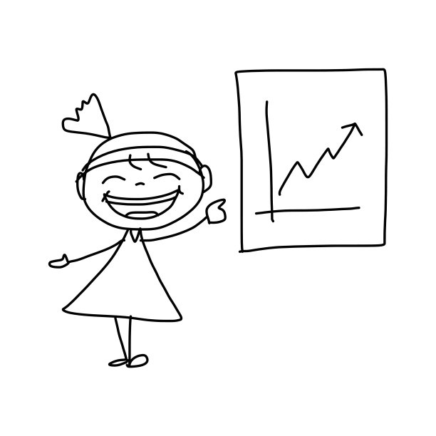 手绘卡通概念快乐的商业女人图片下载