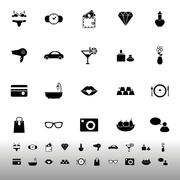 女士相关的项目图标在白色的背景图片下载