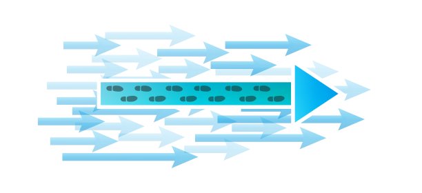 带脚印的蓝色箭头图片下载