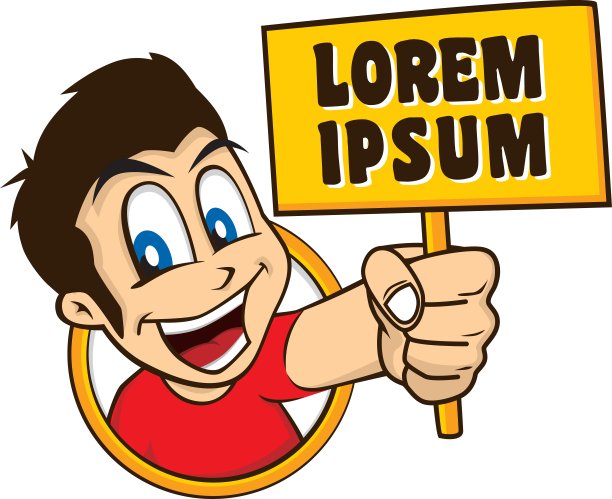 卡通拿着空白标牌图片下载