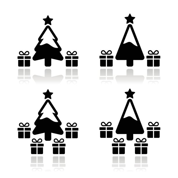 圣诞树与礼物图标集图片下载