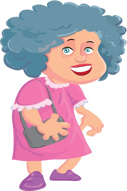 卡通老太太拿着手提包图片下载