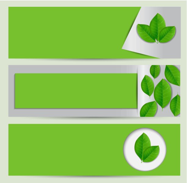 绿色生态旗帜，叶子图片下载