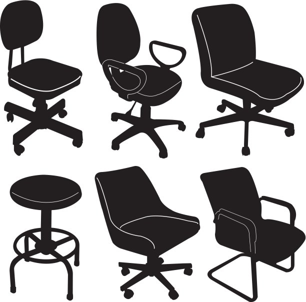 办公椅轮廓矢量图片下载