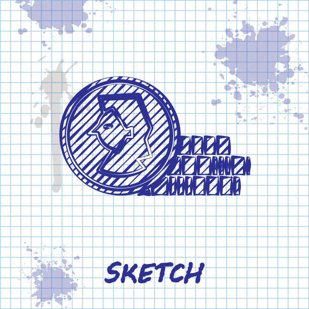 素描线硬币游戏图标孤立在白色图片下载