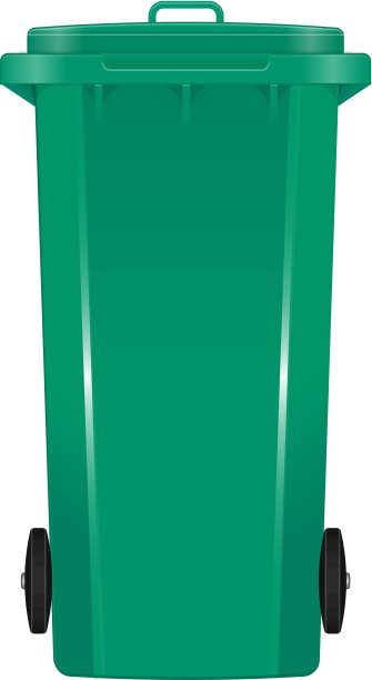 带轮子的绿色垃圾桶图片下载
