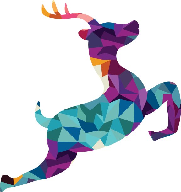 鹿彩色马赛克图案图片下载