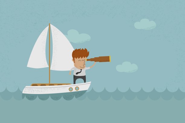 商人航行和展望未来，eps10矢量格式图片下载